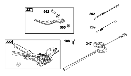 Controls Group Diagram and Parts List for 13R232-0052-H5 100000 - 19Z999 Briggs and Stratton Engine